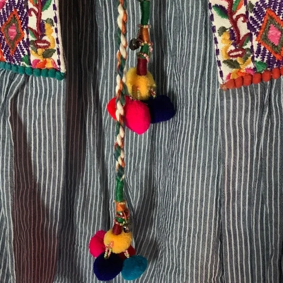 Zara Striped Blouse with Embroidery - Picture 7 of 9